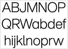사전 렌더링된 글리프 아틀라스: 알파벳 문자들이 배열된 폰트 텍스처 이미지