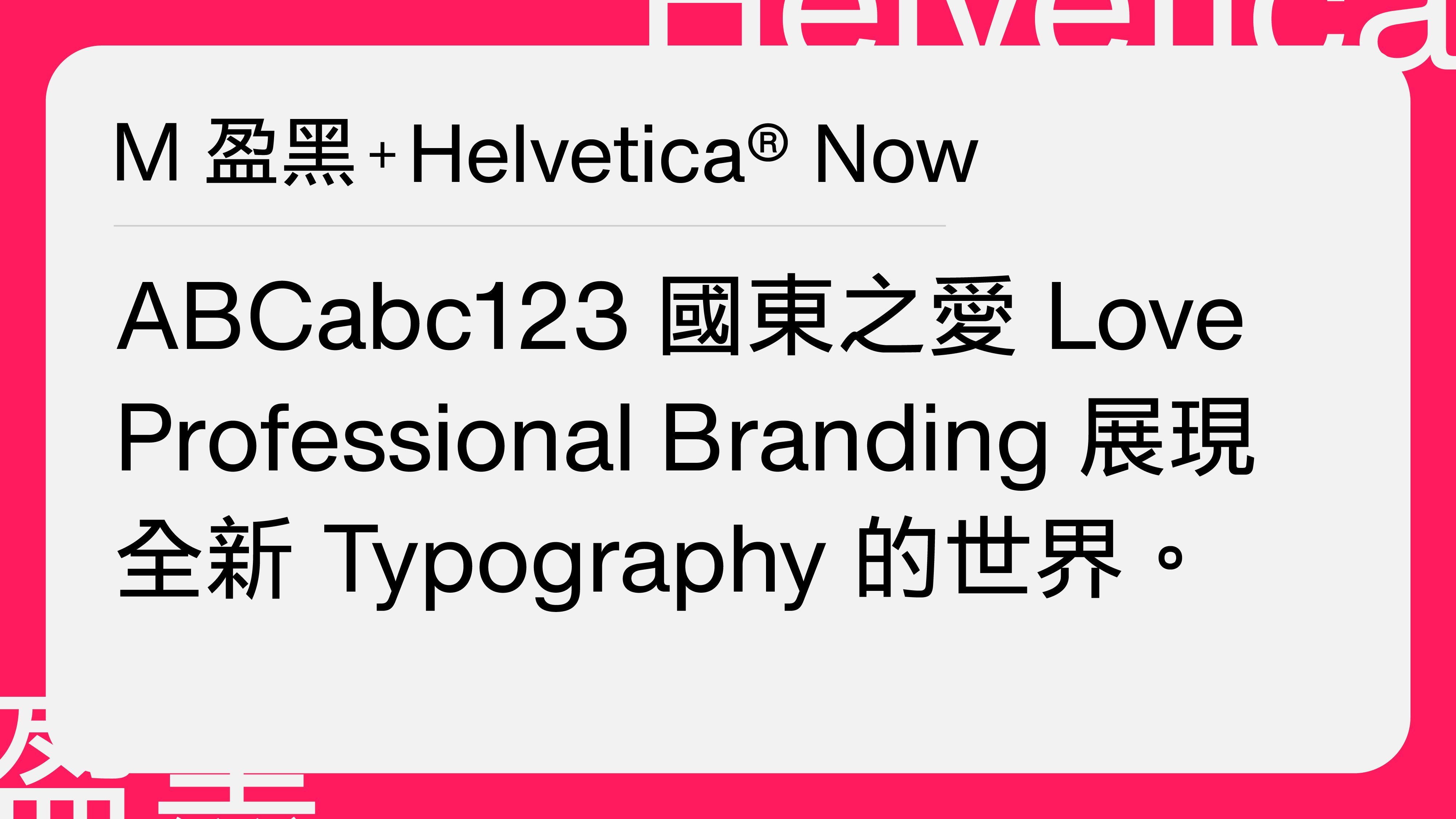 M 盈黑과 Helvetica® Now 서체 페어링 — 클린하고 현대적인 기업 브랜드용 중영문 조합