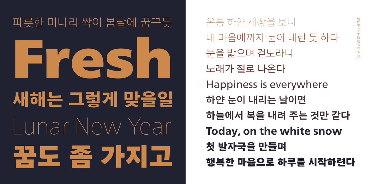 雪山体与拉丁字体的搭配示例 - Fresh, 新年就这样迎接, Lunar New Year, 带着梦想出发