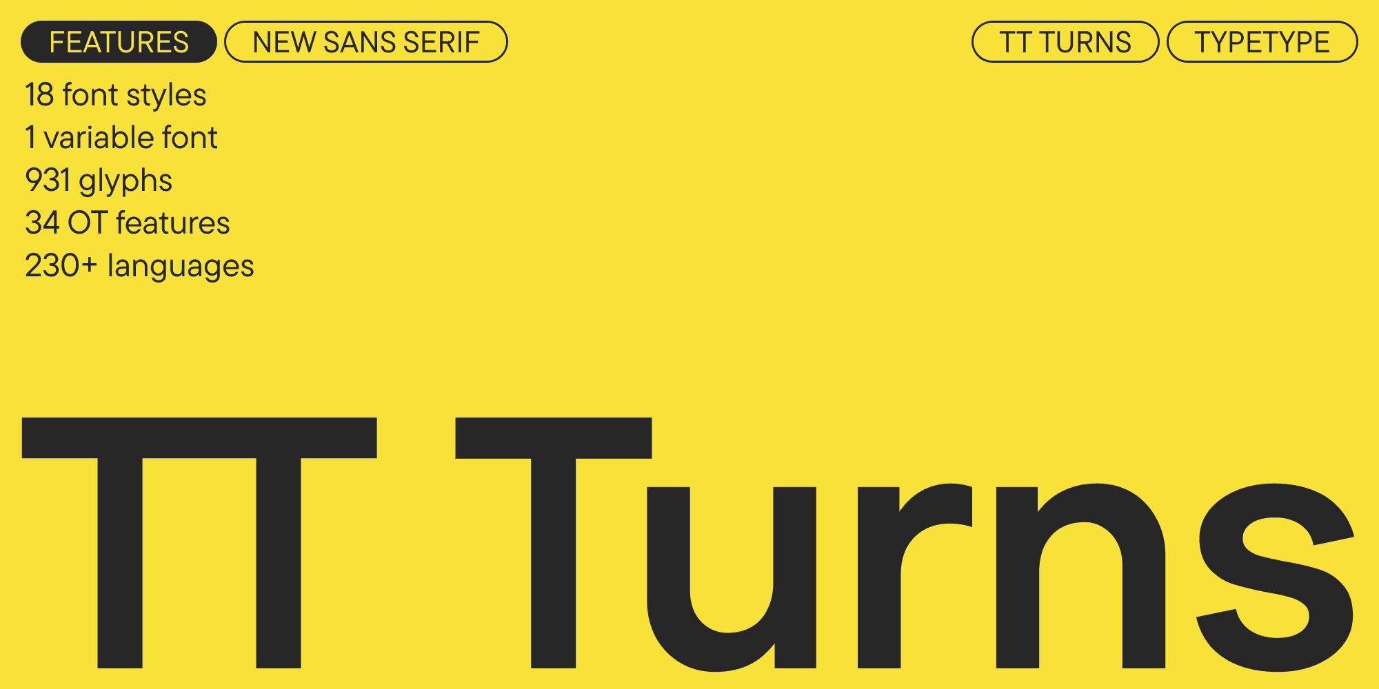 TT Turns 폰트 스펙시멘 — 메인